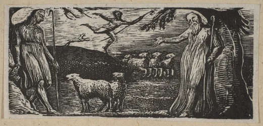 Thenot réprimande Colinet, Lightfoot en arrière-plan, de Pastorales de Thornton o..., 1821
