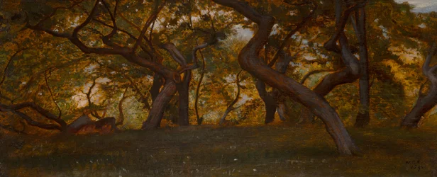 Un bois près de Volterra, Italie (huile sur panneau)
