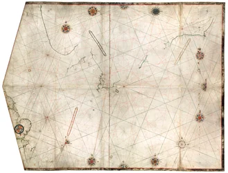 Carte portulan construite par William Borough montrant la zone maritime de la mer du Nord et de la Baltique, de la côte est de l