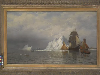 Baleinier et bateaux de pêche près de la côte du Labrador
