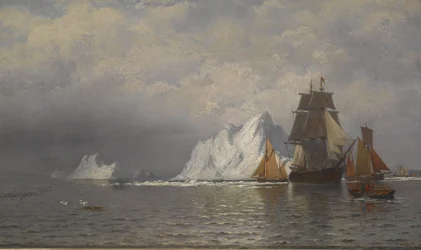 Baleinier et bateaux de pêche près de la côte du Labrador, vers 1880