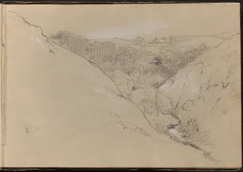 Paysage avec collines et forêt