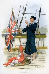 Marin de la Royal Navy signalant, vers 1890-1893