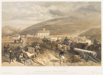 Difficultés du commissariat La route de Balaklava à Sébastopol, à Kadikoi, pendant le mauvais temps, vers 1854