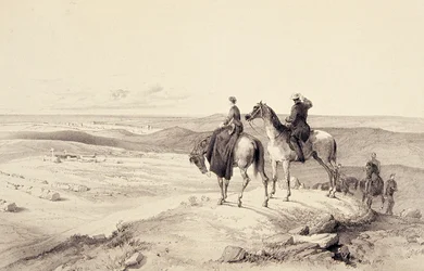 Florence Nightingale et M. Bracebridge sur la colline de Cathcart surplombant Sébastopol