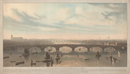 Vue du pont alors en construction sur la Tamise à Vauxhall