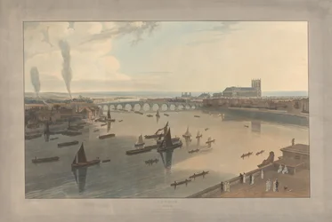 Planche VI : Londres, le pont de Westminster et l