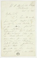 Lettre de William Edward Frost