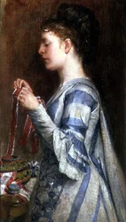 Fille brodant