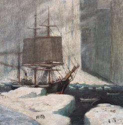 Baleinier amarré à la glace