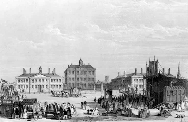 Ancien hôpital et maisons de charité de Liverpool, avec le cirque de John Cooke au premier plan, c.1826