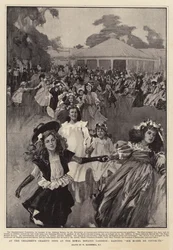 À la fête de charité des enfants aux jardins botaniques royaux, dansant Sir Roger de Coverley