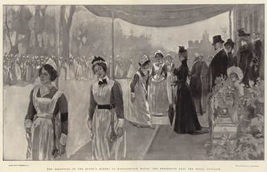 La Réception des infirmières de la Reine à Marlborough House, le défilé devant le pavillon royal