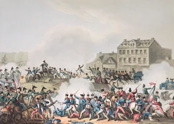 Bataille de Leipzig, 19 octobre 1813 : gravée par I. Clarke, aquatinte par M. Dubourg