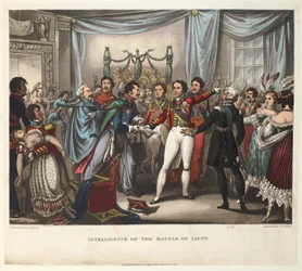 Intelligence de la Bataille de Ligny, aquatinte par J.C. Stadler, pub. par Tegg, avril 1818