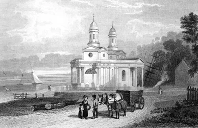 Église de Mistley Thorn, près de Manningtree, Essex, gravée par Henry Adlard, 1832