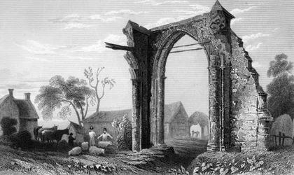 Vestiges du prieuré de Bycknacre, Essex, gravé par William Tombleson