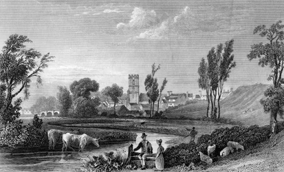 Station romaine à Chipping Hill, Witham, Essex, gravée par William Tombleson, 1832
