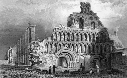 Prieuré de St. Botolph, Colchester, Essex, gravé par Samuel Lacey, 1832