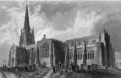Église de Thaxted, Essex, gravée par Robert Sands, 1831