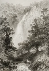 La cascade, Powerscourt, comté de Wicklow, Irlande, de 