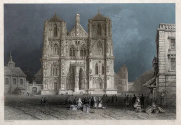 La cathédrale ou dôme de Saint-Pierre à Ratisbonne. vers 1830 (gravure)