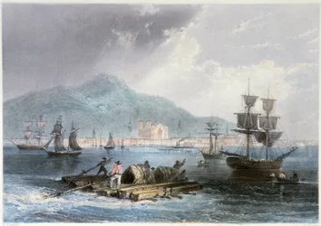 Vue de Montréal et de bateaux