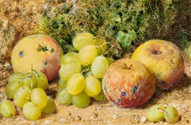 Pommes et raisins blancs, vers 1860