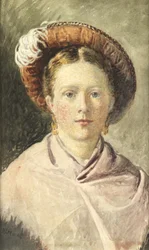 Dame avec un chapeau à plumes
