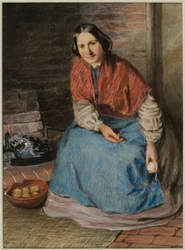 Femme épluchant des pommes