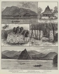 Croquis dans les îles Carolines, disputées entre l