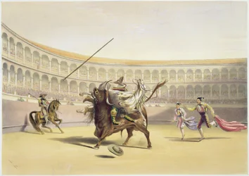 Le taureau jetant le picador et le cheval, 1865