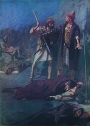 David épargnant Saül, de The Bible Picture Book publié par Thomas Nelson, c.1950