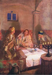 Soirée à Emmaüs, de The Bible Picture Book publié par Thomas Nelson, c.1950