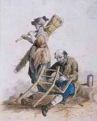 Deux réparateurs de chaises, personnages provinciaux, 1804