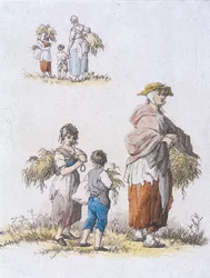 Femmes et enfants glanant, Personnages provinciaux