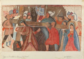 Station de la Croix n° 5 : Jésus est aidé à porter sa croix, vers 1936