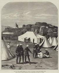 Camp de la mission britannique à Kaboul, à Jumrood, près du col de Khyber