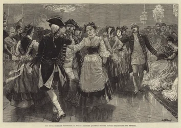 Les festivités du mariage royal à Berlin, quadrille en costume dansé devant l