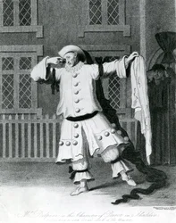 M. Delphini dans le rôle de Pierrot dans Aladdin, 1780-1790
