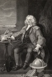 Capitaine Thomas Coram, gravé par Benjamin Holl, extrait de 