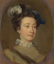 Fille avec un chapeau à plumes, vers 1740