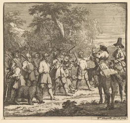 Première aventure de Hudibras Dix-sept petites illustrations pour Hudibras de Samuel Butler, 1721-26