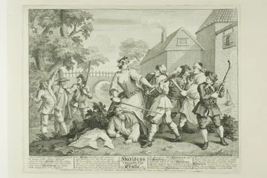 Hudibras vaincu par Trulla, cinquième planche de Hudibras