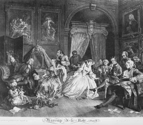 Le Mariage à la Mode, Planche 4, (La levée de la comtesse)