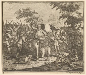 La Rencontre avec Talgol et Magnano Dix-sept petites illustrations pour Hudibras de Samuel Butler..., 1721-26