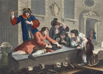 Le Paresseux jouant dans le cimetière pendant le service divin, planche III de 