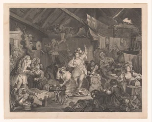 Actrices déguisées et enfants dans une grange Strolling actresses dressing in a Barn