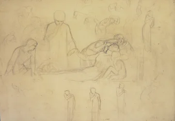 Études pour les figures du docteur, des pleureuses et de Minerve