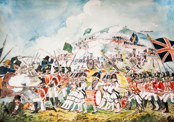 La milice royale de Dublin de la reine en action à la bataille de Vinegar Hill, Wexford, 1798